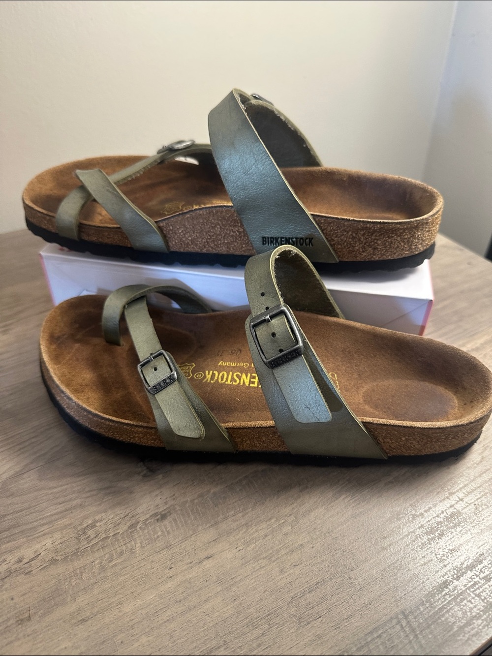 Birkenstock Kids Olive Green Two-Strap Mayari Sandals